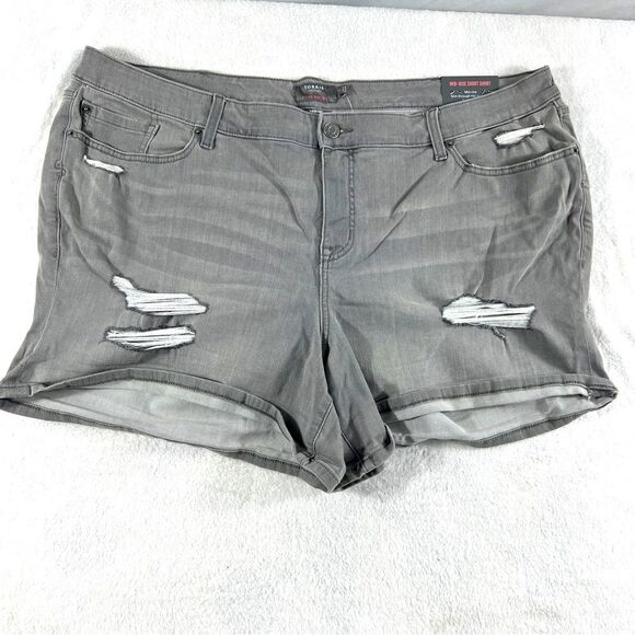 torrid Pants - NWT Womens Torrid Mid Rise Shortie Short Super Soft Grey Wash 0575